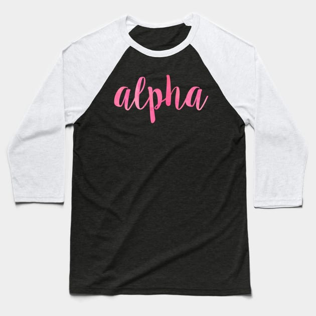 Pink Alpha Baseball T-Shirt by lolosenese